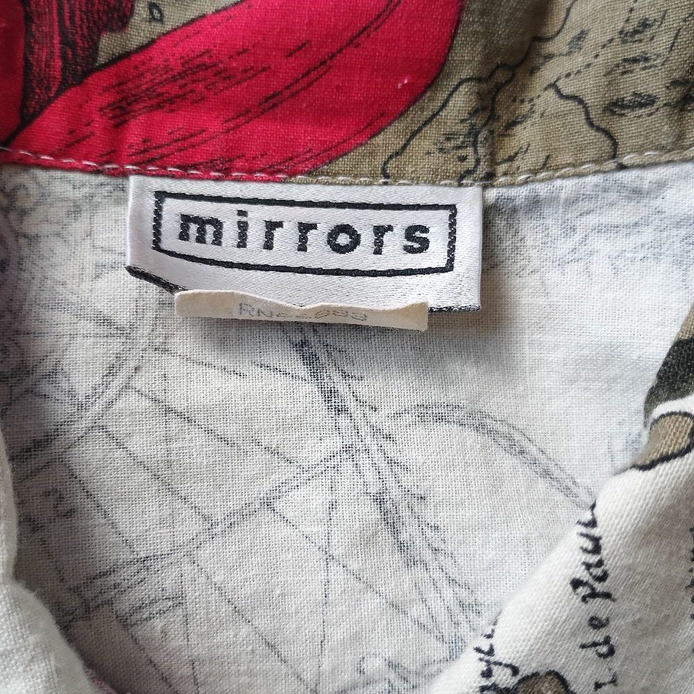 VTG 80s 90s Mirror Travel France Print made in USA Large 3 quarter button down - Picture 15 of 16